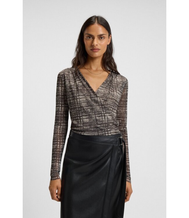 BOSS Wrap-front top in plissé tulle