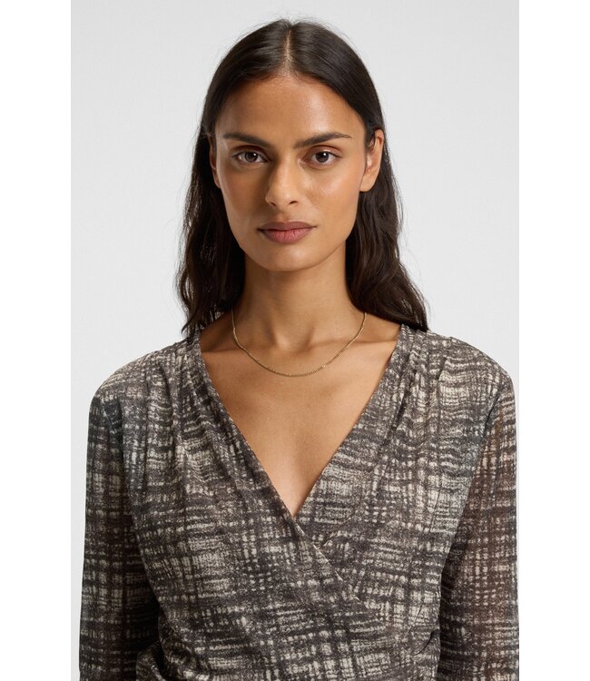 BOSS Wrap-front top in plissé tulle