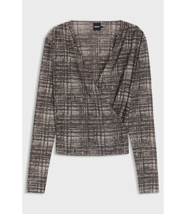 BOSS Wrap-front top in plissé tulle