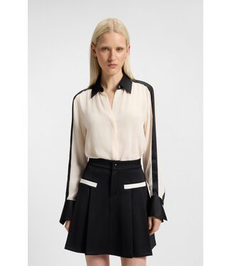 BOSS Regular-fit blouse in crepe with satin trims