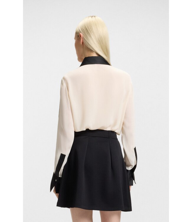 BOSS Regular-fit blouse in crepe with satin trims