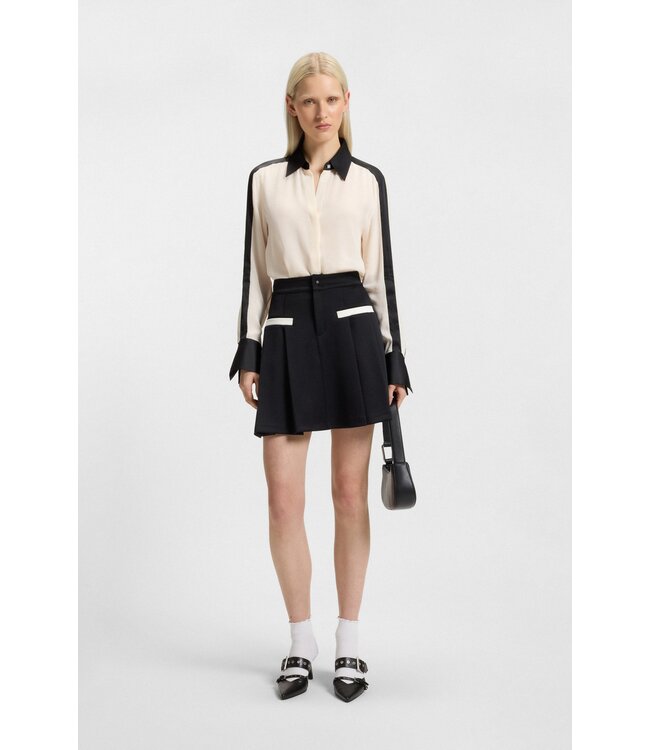 BOSS Regular-fit blouse in crepe with satin trims