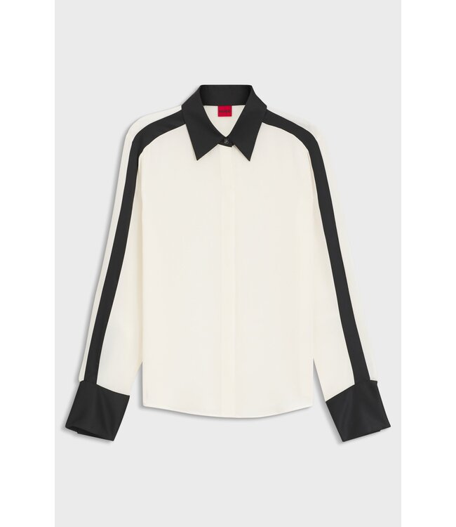 BOSS Blouse coupe classique en crêpe avec bordures en satin