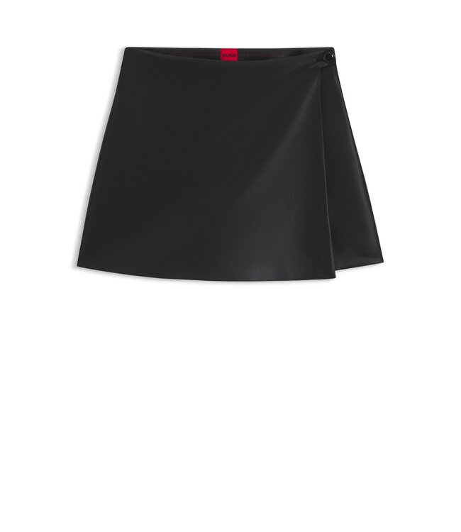 BOSS Mini-jupe-short à devant enveloppant en simili cuir
