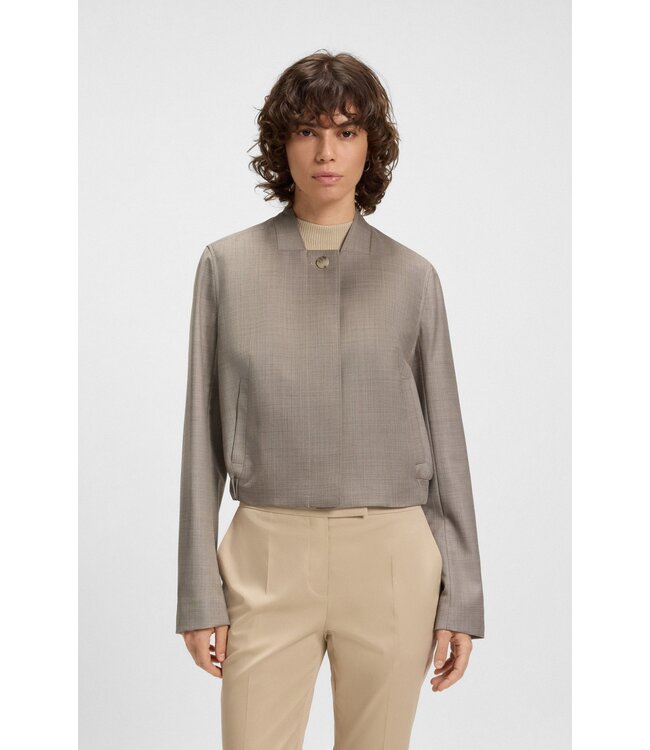 BOSS Stretch-wool jacket with sharkskin weave