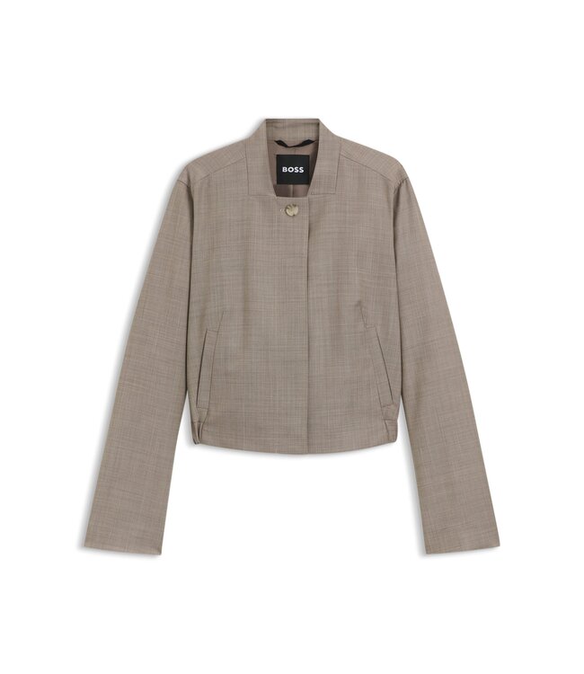 BOSS Stretch-wool jacket with sharkskin weave