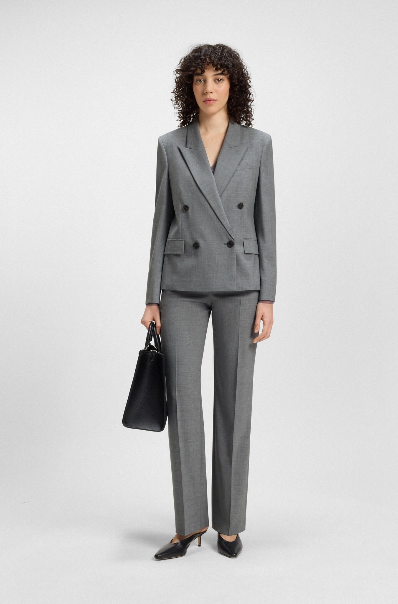 Relaxed-fit trousers in melange virgin wool