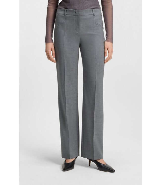 BOSS Relaxed-fit trousers in melange virgin wool