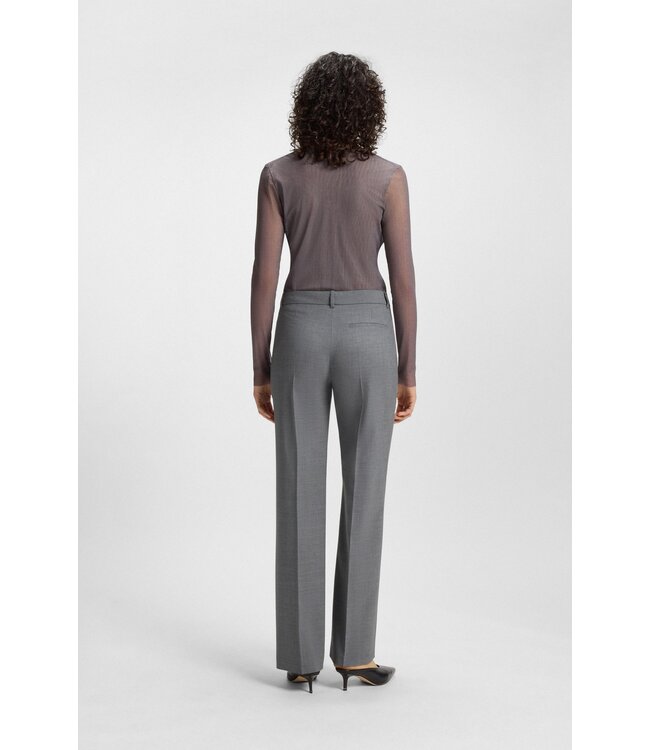 BOSS Relaxed-fit trousers in melange virgin wool