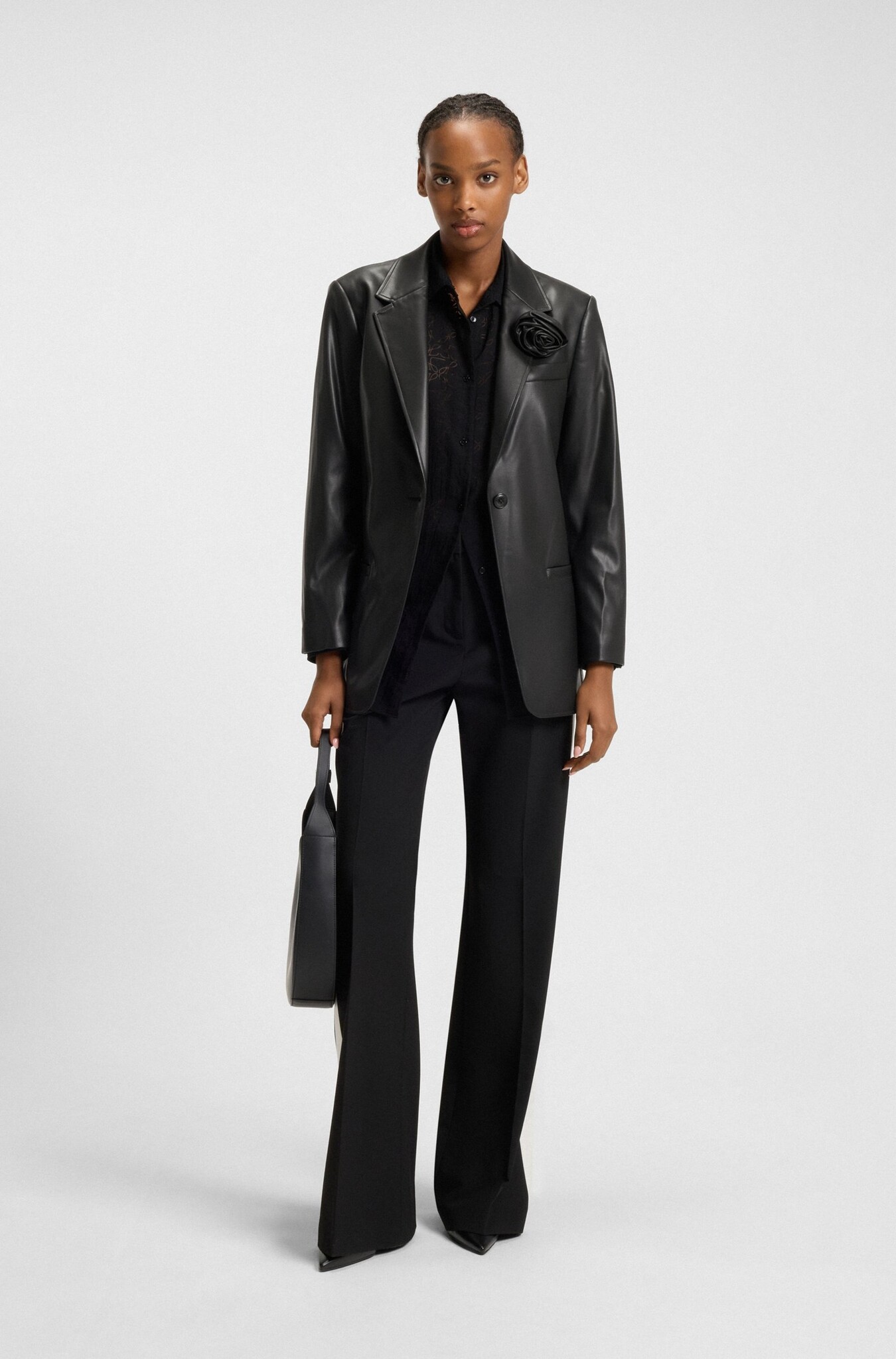 Regular-fit blazer in faux leather