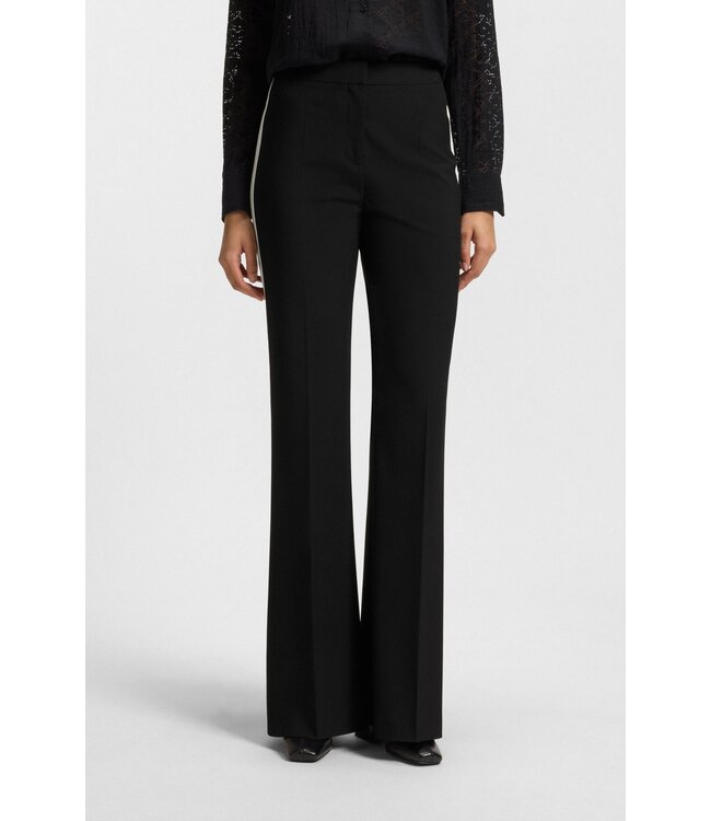 BOSS Regular-fit trousers in stretch fabric with side stripes