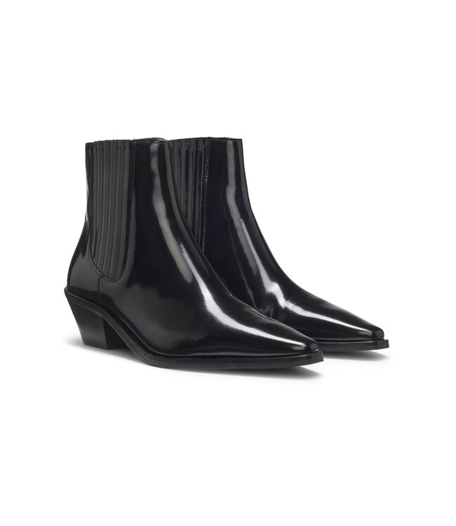 BOSS Cuban-heel ankle boots in polished leather