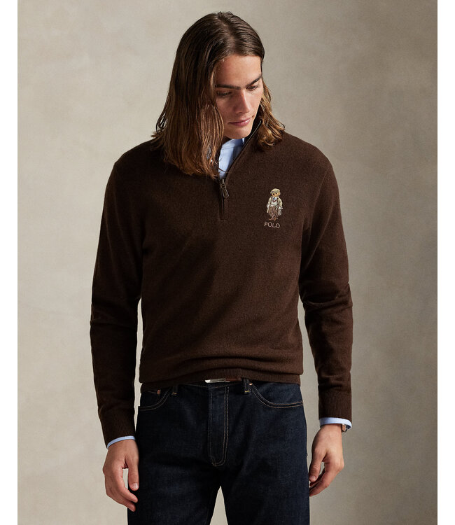 POLO RALPH LAUREN Pull à demi-zip Lux en laine mérinos Novelty Bear