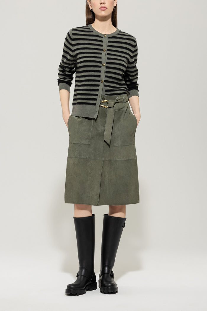 Suede cargo skirt