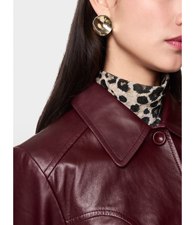 MARC CAIN Veste courte en cuir avec col