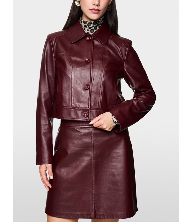 MARC CAIN Veste courte en cuir avec col