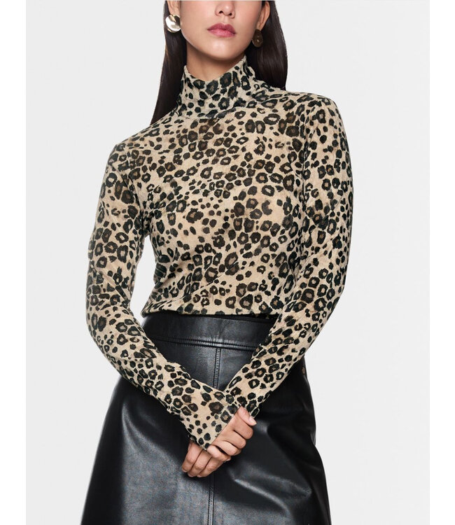 MARC CAIN Semi-transparent top with leopard print