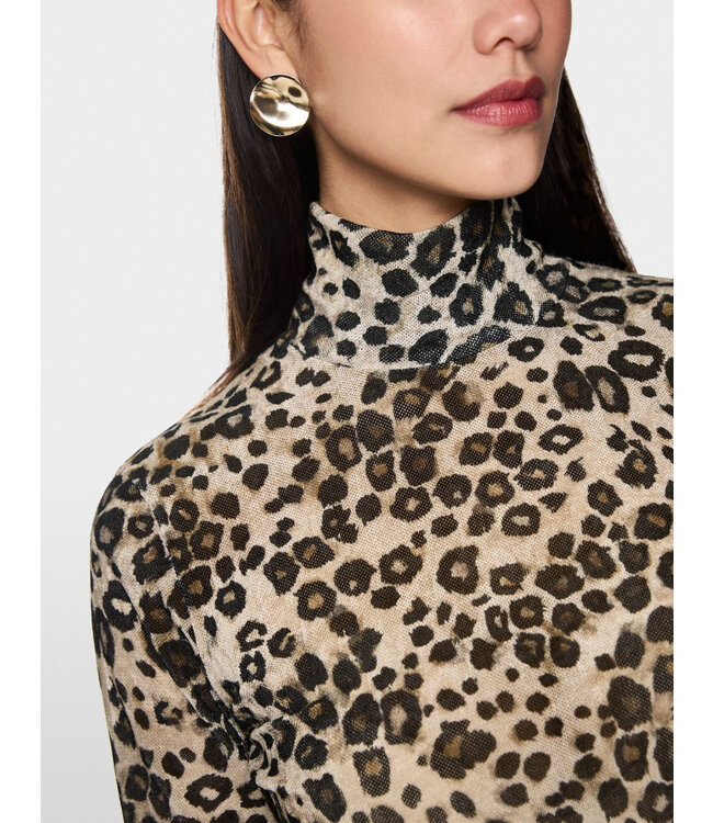 MARC CAIN Semi-transparent top with leopard print
