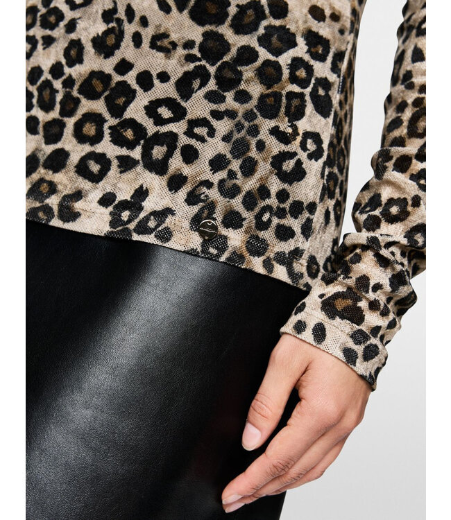 MARC CAIN Semi-transparent top with leopard print
