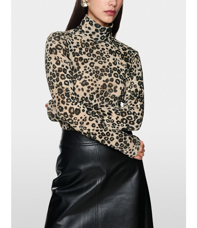 MARC CAIN Semi-transparent top with leopard print