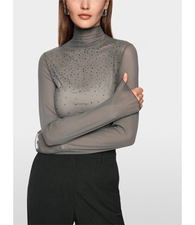 MARC CAIN Long-sleeved mesh top with hotfix