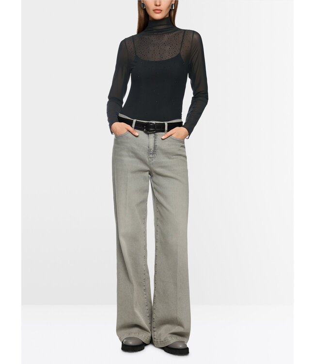 MARC CAIN Long-sleeved mesh top with hotfix