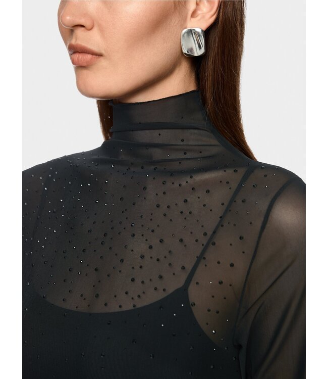 MARC CAIN Long-sleeved mesh top with hotfix