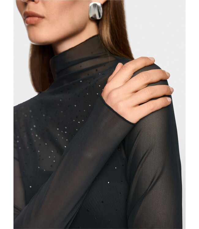 MARC CAIN Long-sleeved mesh top with hotfix