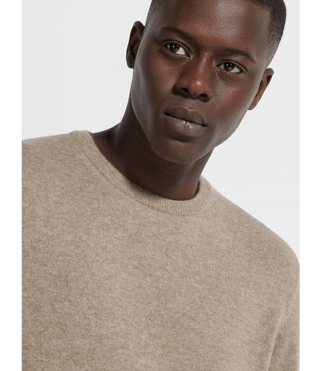 ZEGNA Pull à col rond en cachemire Oasi taupe clair