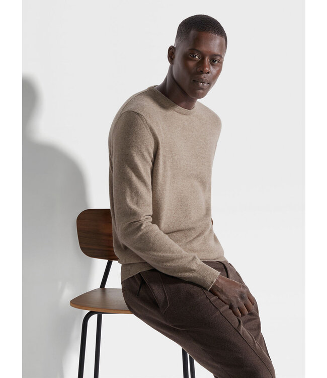 ZEGNA Pull à col rond en cachemire Oasi taupe clair