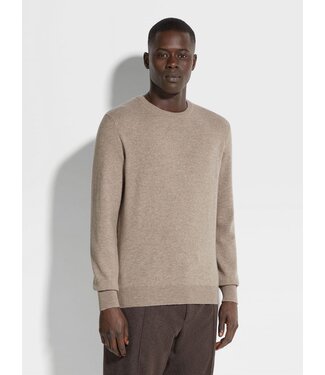 ZEGNA Light Taupe Oasi Cashmere Crewneck