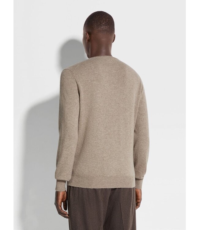ZEGNA Pull à col rond en cachemire Oasi taupe clair