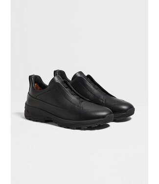 ZEGNA Black Leather Triple Stitch™ Monte Sneakers