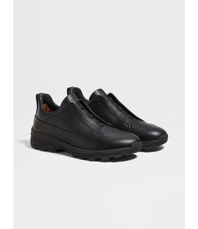 ZEGNA Black Leather Triple Stitch™ Monte Sneakers