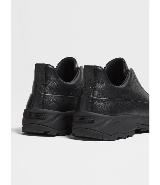 ZEGNA Black Leather Triple Stitch™ Monte Sneakers
