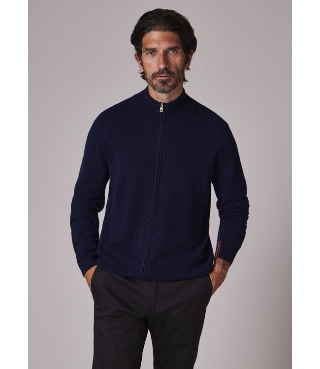 PAUL SMITH Cardigan en cachemire bleu marine à fermeture éclair intégrale