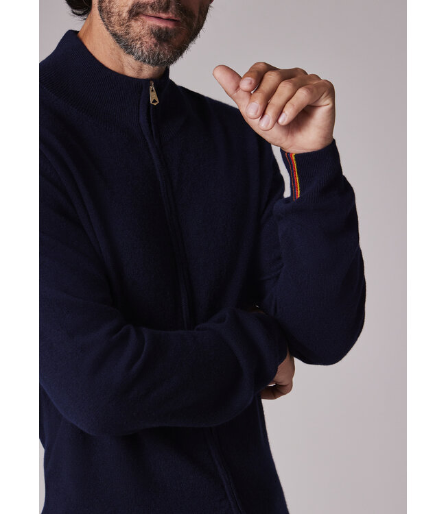 PAUL SMITH Navy Cashmere Full-Zip Cardigan