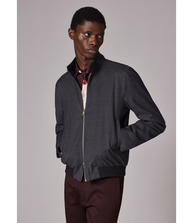 PAUL SMITH Grey 'Storm System' Super-Fine Merino Bomber Jacket