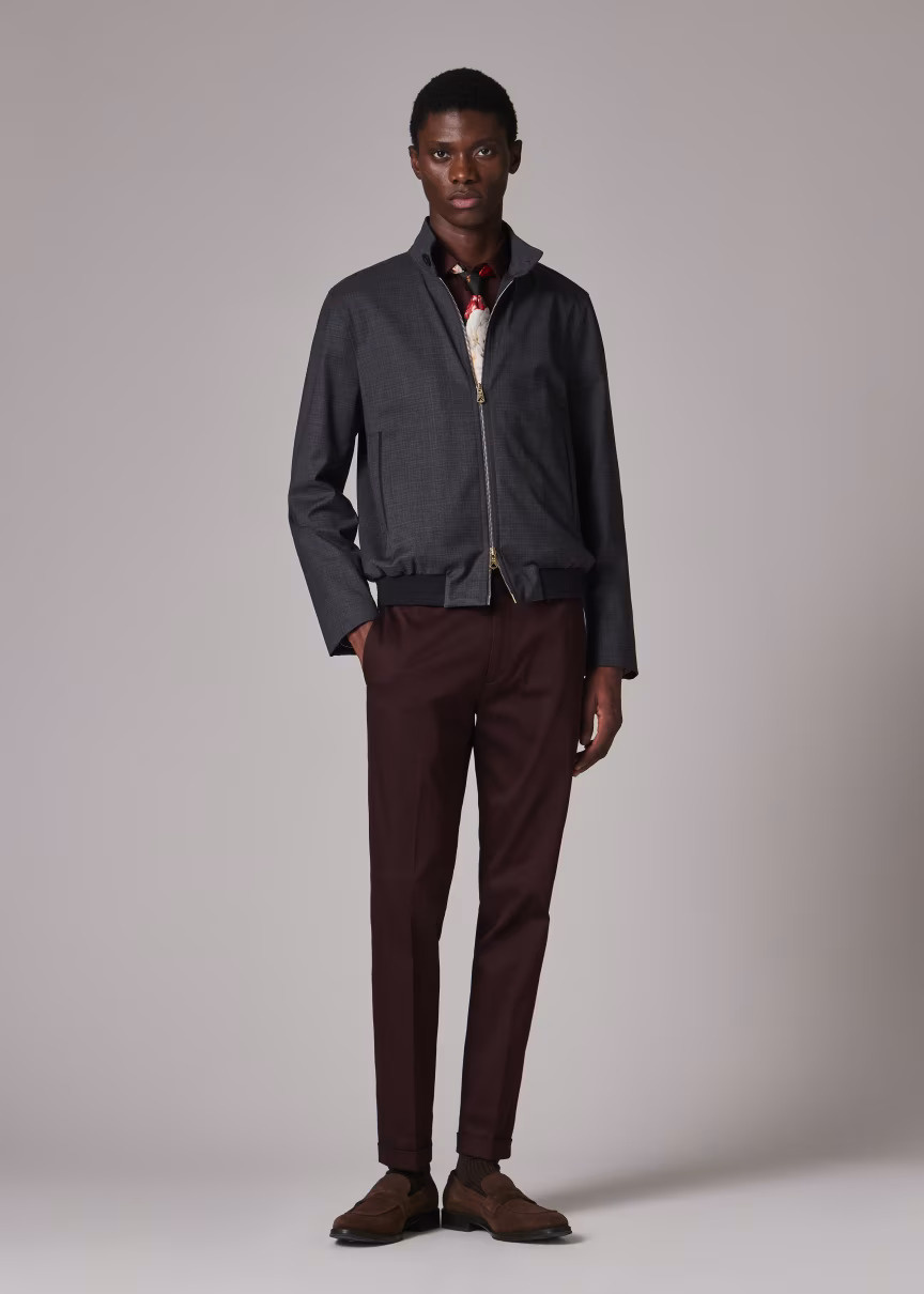 Grey 'Storm System' Super-Fine Merino Bomber Jacket