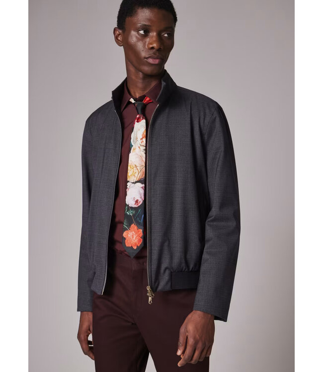 PAUL SMITH Blouson bomber en mérinos superfin gris « Storm System »