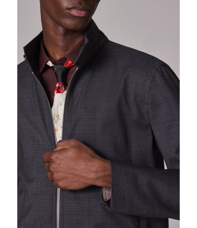 PAUL SMITH Blouson bomber en mérinos superfin gris « Storm System »