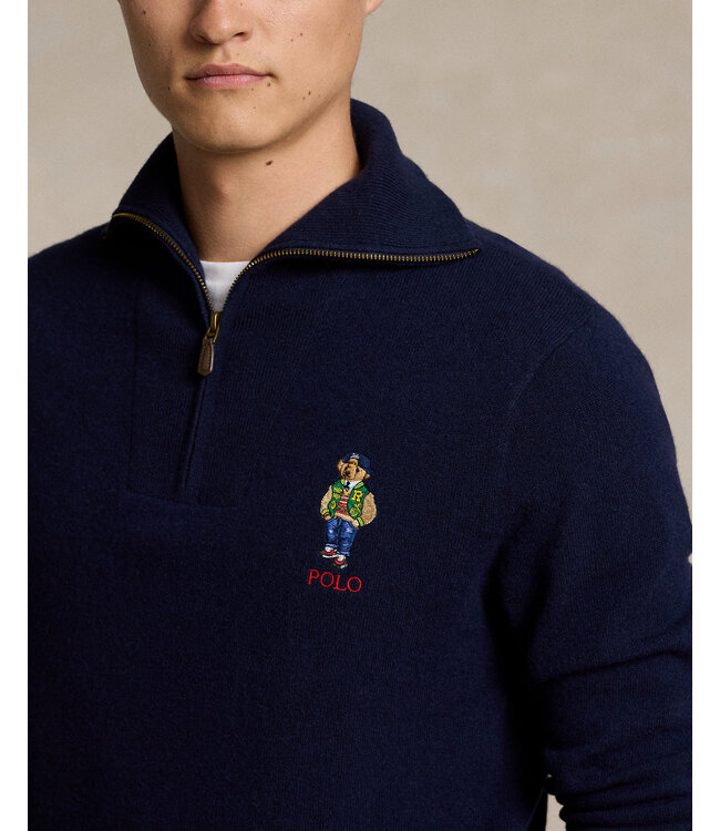 POLO RALPH LAUREN Pull à quart de zip en laine Polo Bear