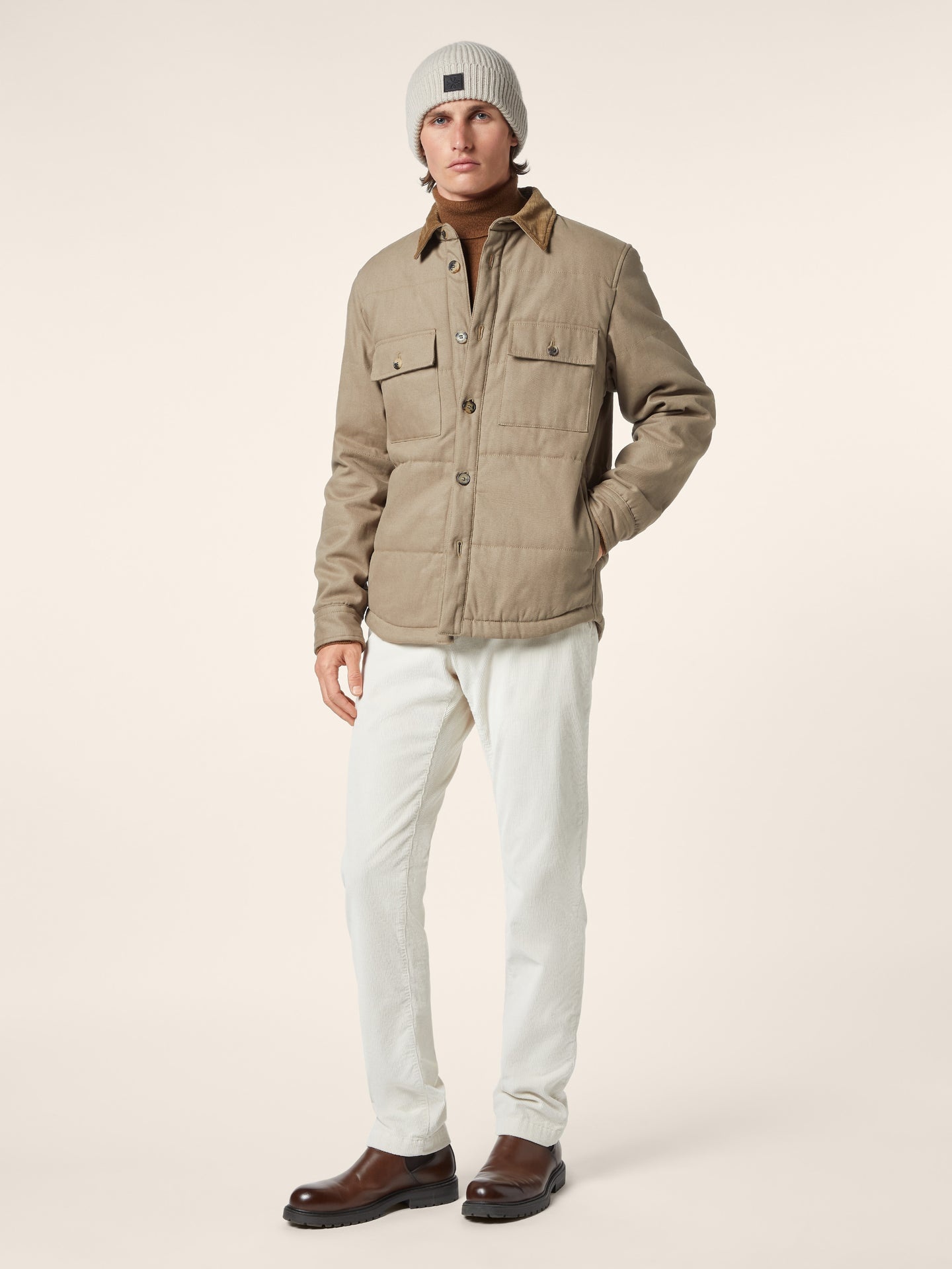 Bobby Slim Chino Pants in Modal and Cotton Stretch Corduroy