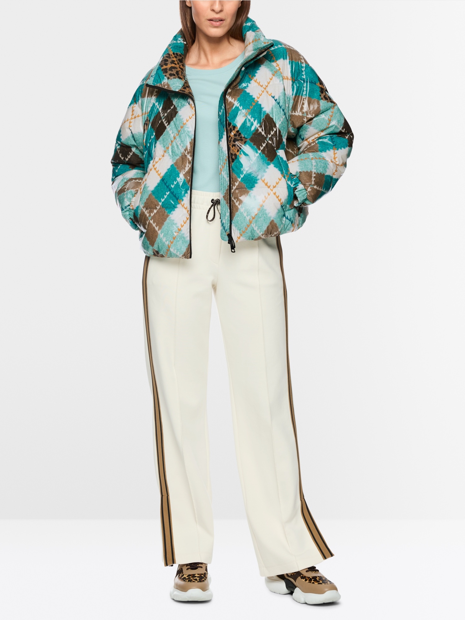 Padded Argyle Pattern Outdoor Jacket