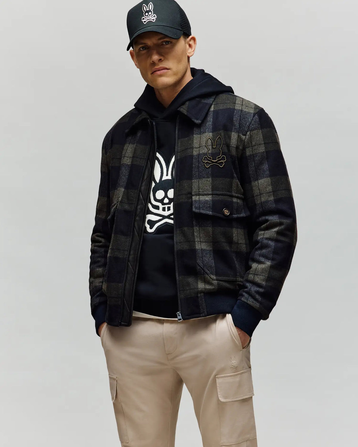 Mens Gavin Plaid Bomber Jacket