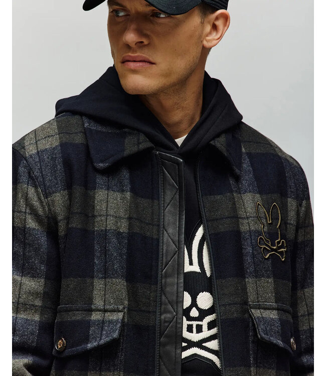 PSYCHO BUNNY Mens Gavin Plaid Bomber Jacket