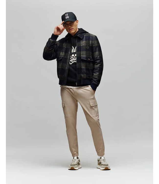 PSYCHO BUNNY Mens Gavin Plaid Bomber Jacket