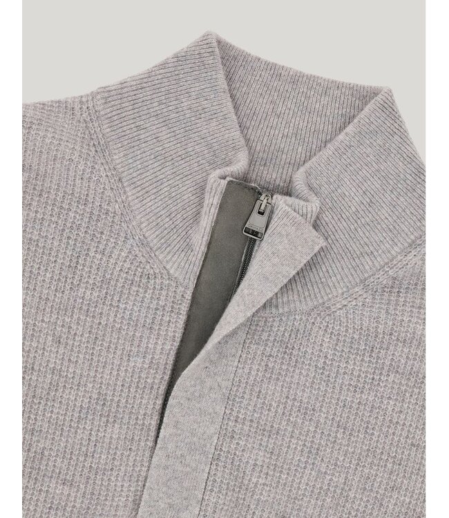 CANALI Pull en Laine et Cachemire à Col Montant avec Fermeture Zippée et Détails en Agneau