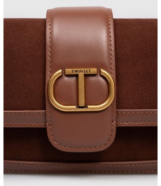 TWINSET sacs en daim marron avec logo