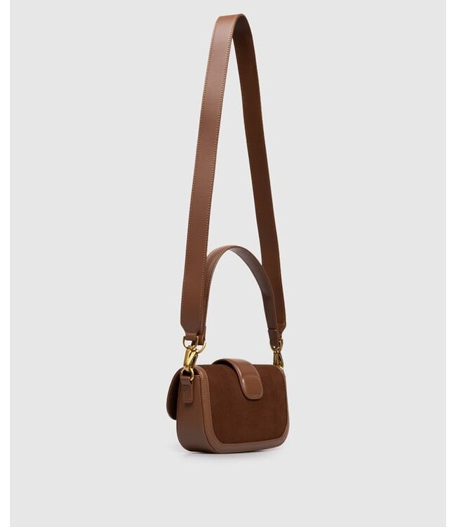 TWINSET Brown suede bag with logo